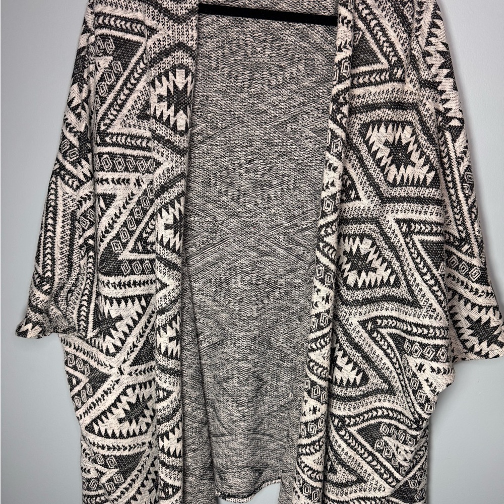 Divided Black and White Patterned Cardigan